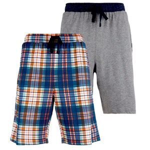 EDDIE BAUER Long Lounge Sleep Shorts Set Mens Size XL Plaid & Gray Comfy NEW